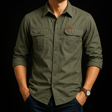 Urban Cargo Crest Double-Pocket Full Sleeve Shirt